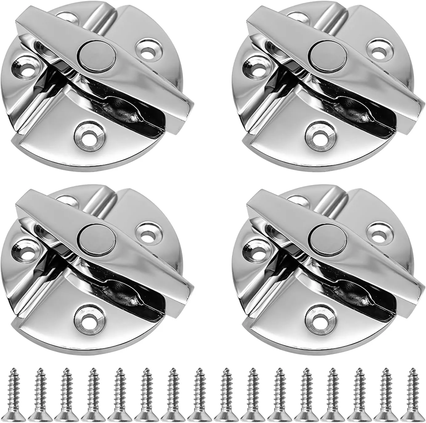 4Pcs Stainless Steel 316 Boat Door Cabinet Hatch Latch, 2.2 x 2.4inch Marine Grade Boat Hatch Round Turn Button, Heavy Duty Twist Lock Latch Fastener for Boats Yacht Hatch RVs Accessories