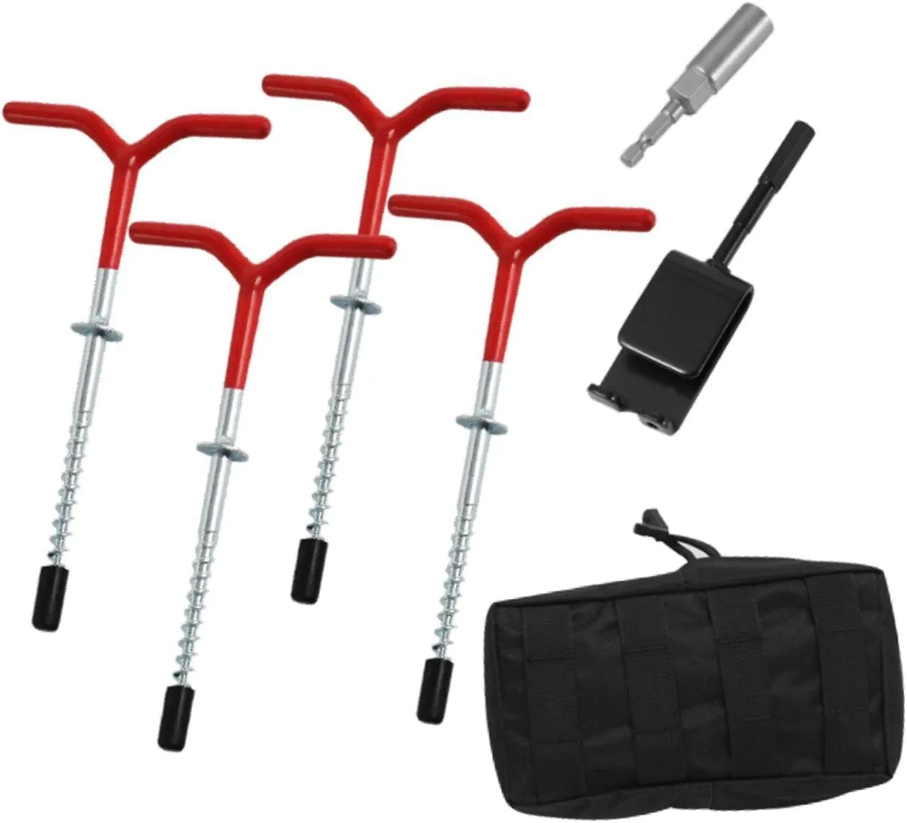 4X Ice Fishing Anchors, Ice Anchor Drill Adapter Tent Pegs Equipment, Heavy Duty Portable Shelter Anchors Anchor Tool