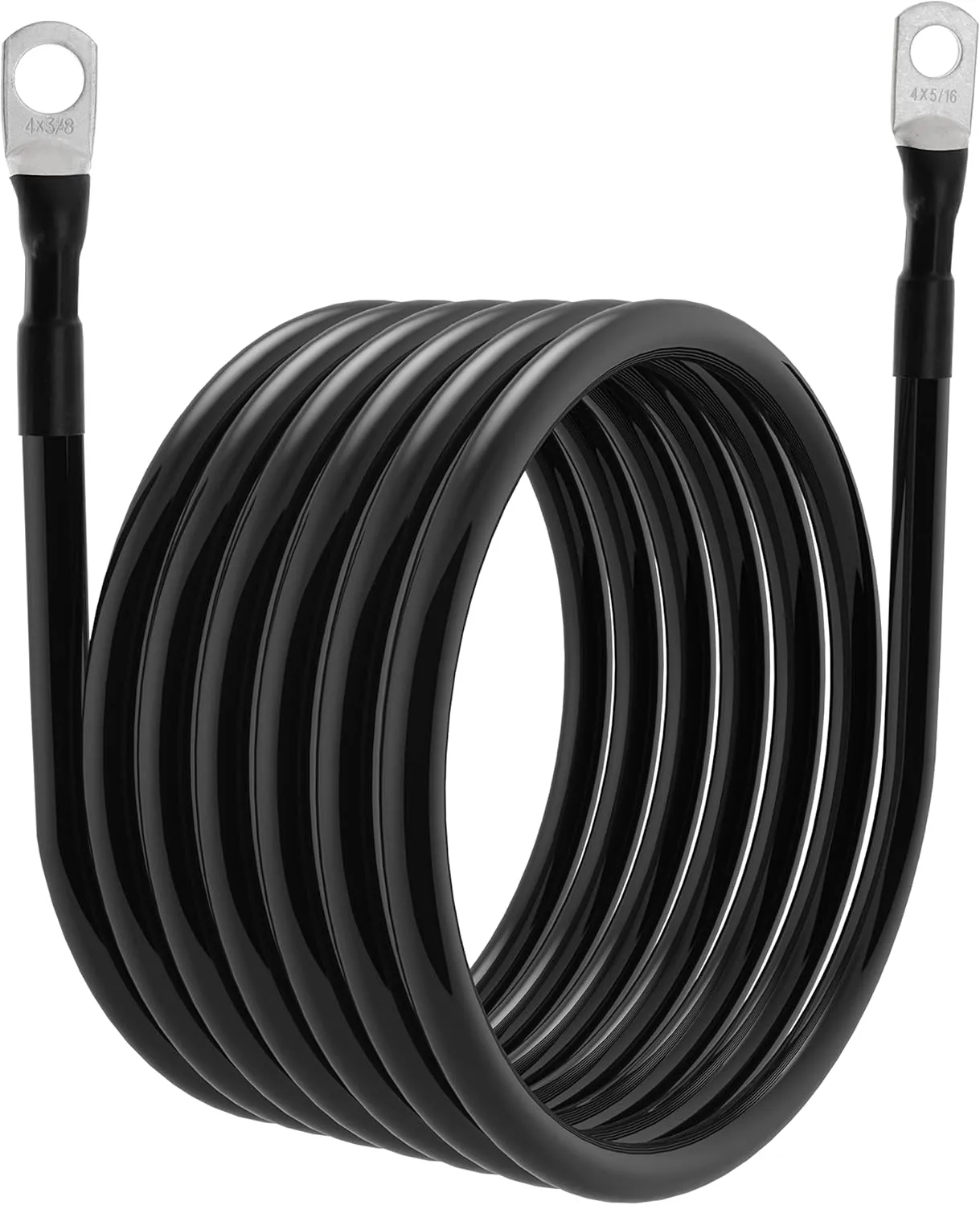5 AWG Battery Cables 5 Gauge Power Inverter Cables with 3/8 Inch and 5/16 Inch Lugs Each End for Solar Marine Boat Vessel RV Car SUV Truck Tractor Motorcycle 2pcs (10FT, 5 AWG)