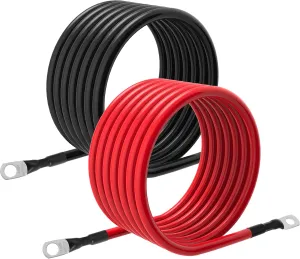 5 AWG Battery Cables 5 Gauge Power Inverter Cables with 3/8 Inch and 5/16 Inch Lugs Each End for Solar Marine Boat Vessel RV Car SUV Truck Tractor Motorcycle 2pcs (10FT, 5 AWG)
