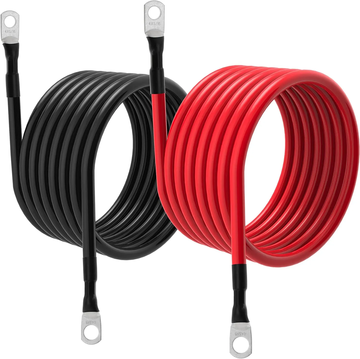 5 AWG Battery Cables 5 Gauge Power Inverter Cables with 3/8 Inch and 5/16 Inch Lugs Each End for Solar Marine Boat Vessel RV Car SUV Truck Tractor Motorcycle 2pcs (10FT, 5 AWG)