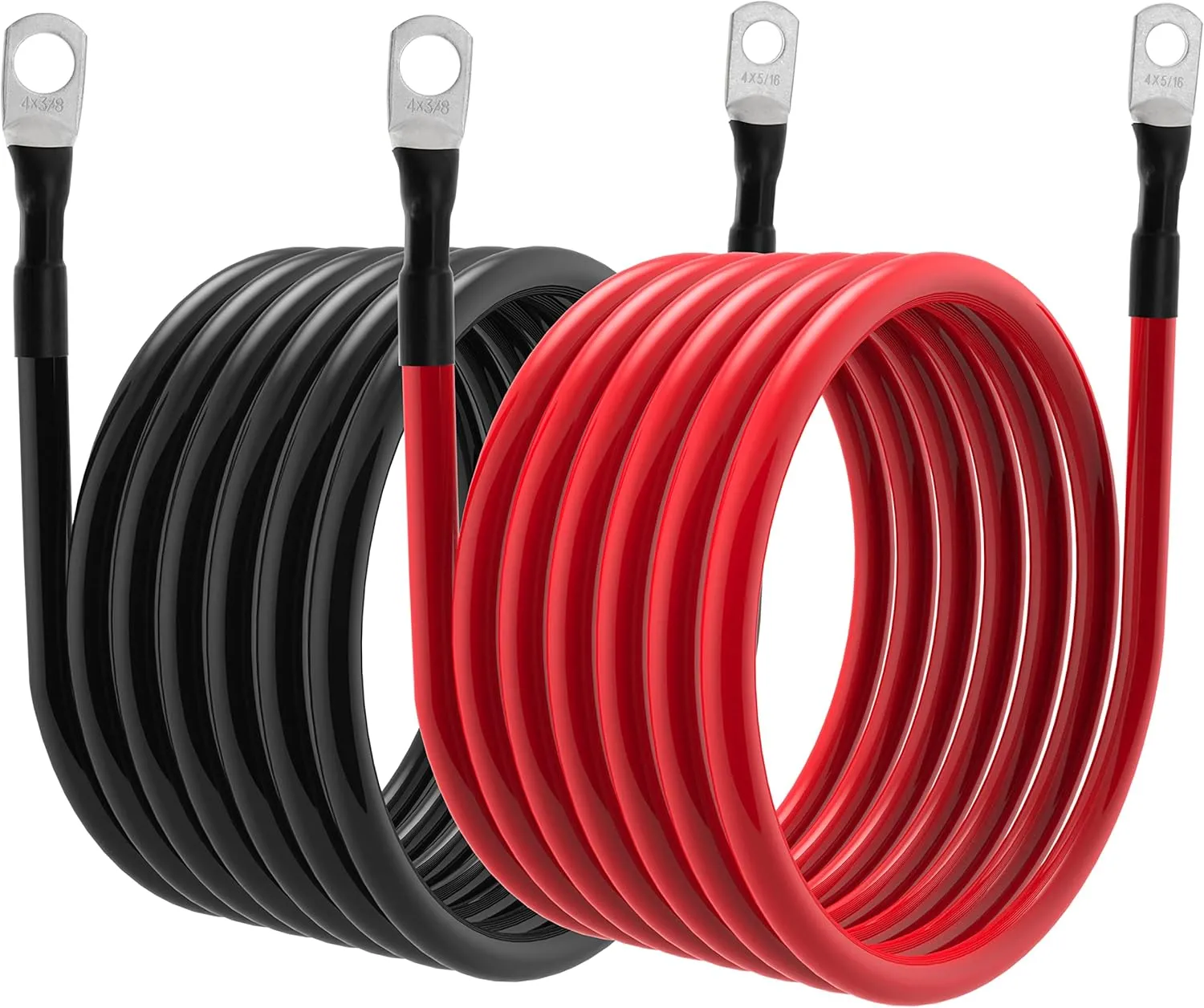 5 AWG Battery Cables 5 Gauge Power Inverter Cables with 3/8 Inch and 5/16 Inch Lugs Each End for Solar Marine Boat Vessel RV Car SUV Truck Tractor Motorcycle 2pcs (10FT, 5 AWG)
