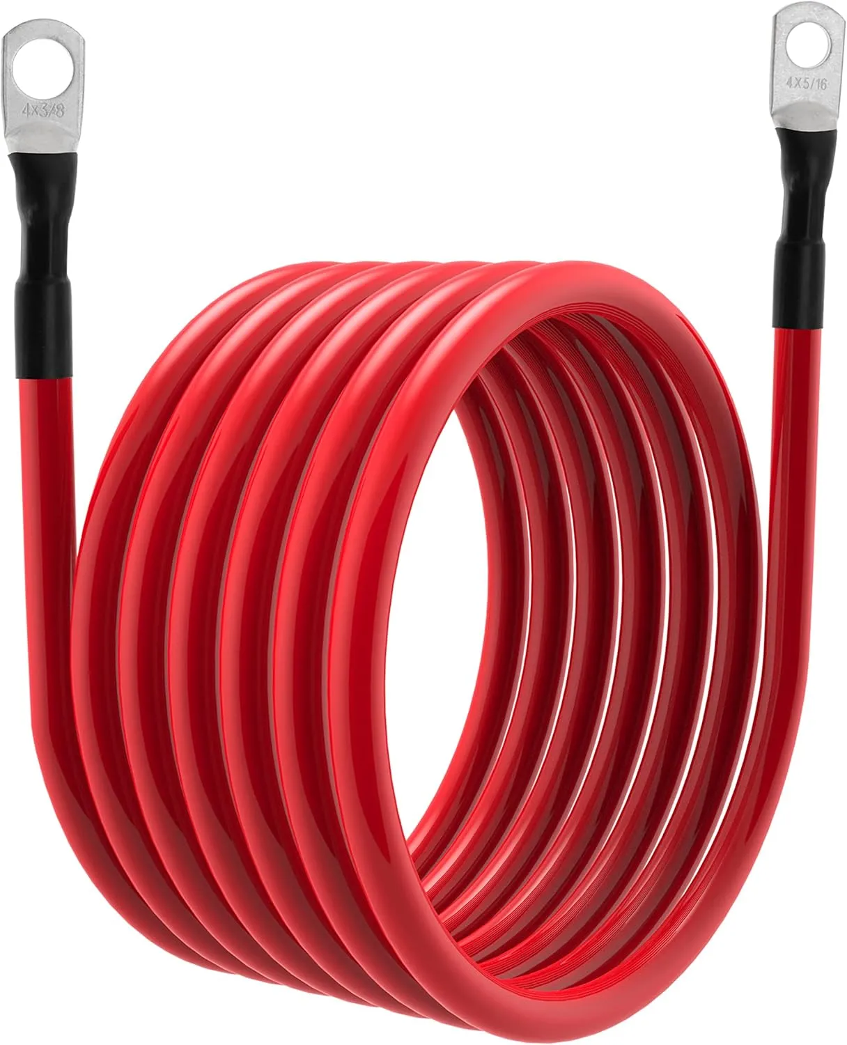 5 AWG Battery Cables 5 Gauge Power Inverter Cables with 3/8 Inch and 5/16 Inch Lugs Each End for Solar Marine Boat Vessel RV Car SUV Truck Tractor Motorcycle 2pcs (10FT, 5 AWG)