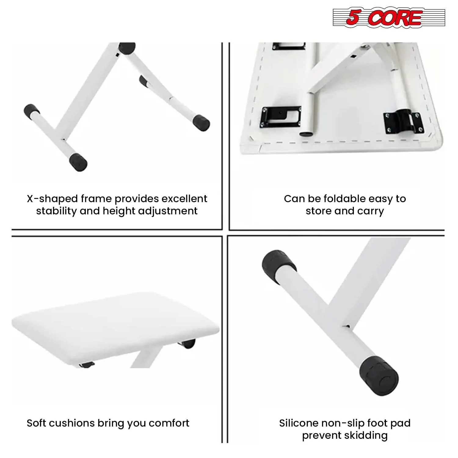 5 Core Keyboard Bench X Style Piano Stool Padded Adjustable Keyboards