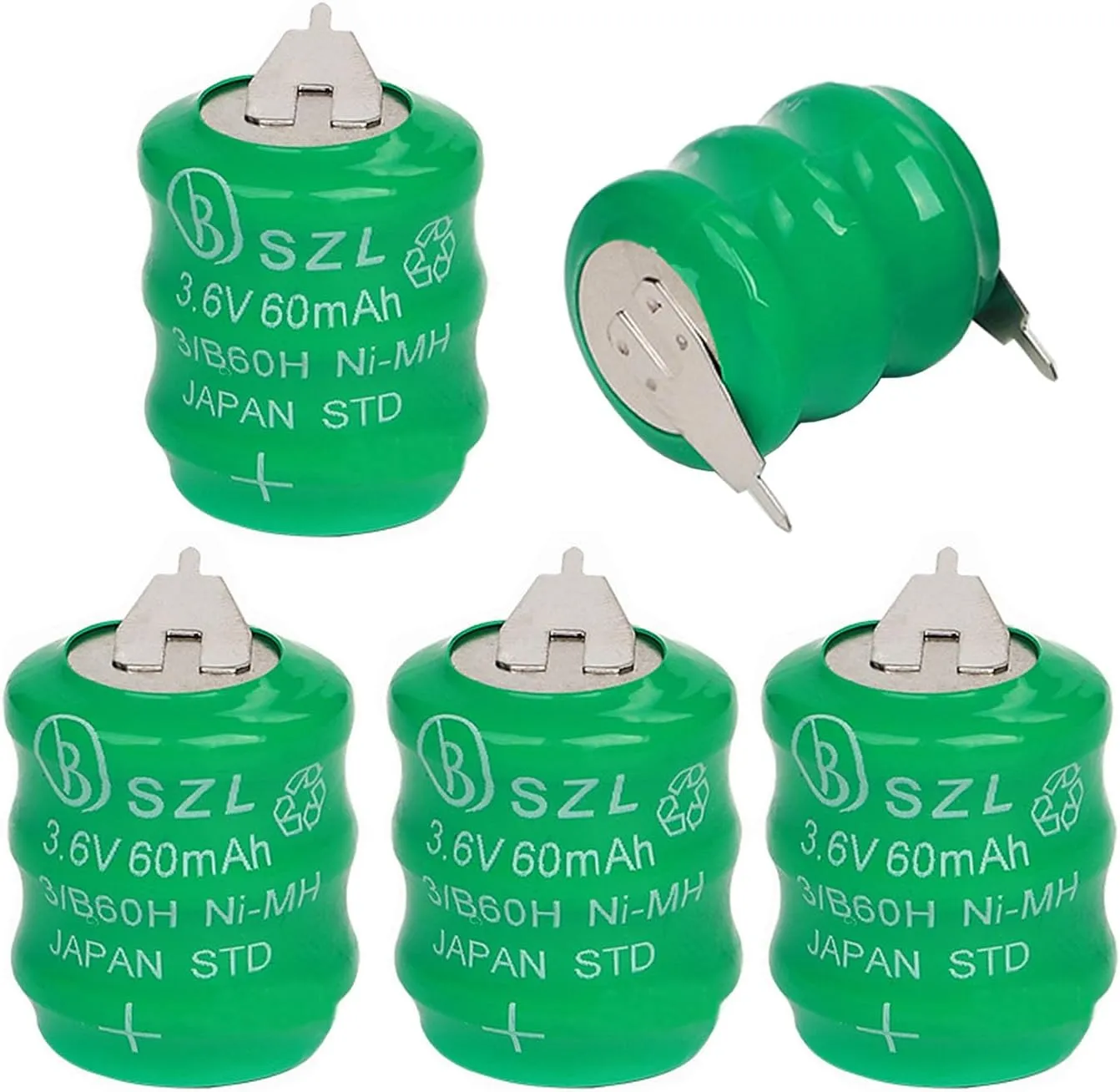5 Pack 3.6V 60mAh Ni-MH Battery for Varta 3/V60H 55608303012 PLC CNC Chip Data Power Supply 2 Pin