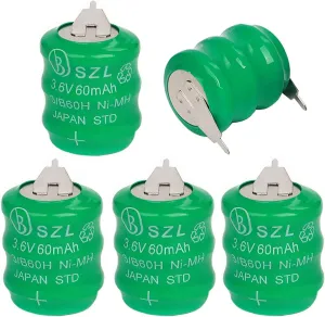 5 Pack 3.6V 60mAh Ni-MH Battery for Varta 3/V60H 55608303012 PLC CNC Chip Data Power Supply 2 Pin