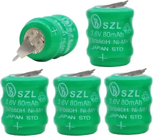 5 Pack 3.6V 80mAh Ni-MH Battery for Varta 3/V80H 55608303012 PLC CNC Chip Data Power Supply 2 Pin