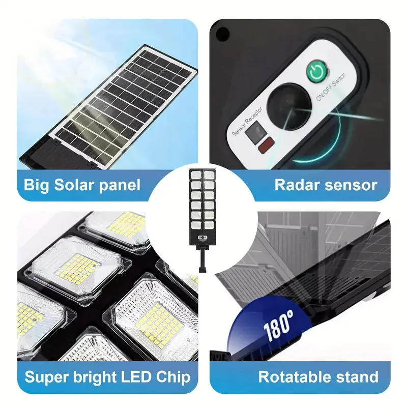 504-LED Ultra-Bright 6500K Solar Motion Sensor Street Light with Remote Control
