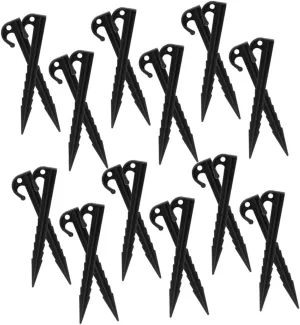 50pcs Heavy Duty Plastic Tent Stakes Threaded Ground Stakes for Camping Long Tent Pegs Camping Hammer Included