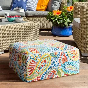 510 DESIGN Inflatable Ottoman Stool Portable Pouf, Handle, Inflatable Foot Rest, Weatherproof & Water Repellent Indoor/Outdoor Ottomans for Patio Garden, Camping, Pool, 23" L x 23" W x 9" H, Multi