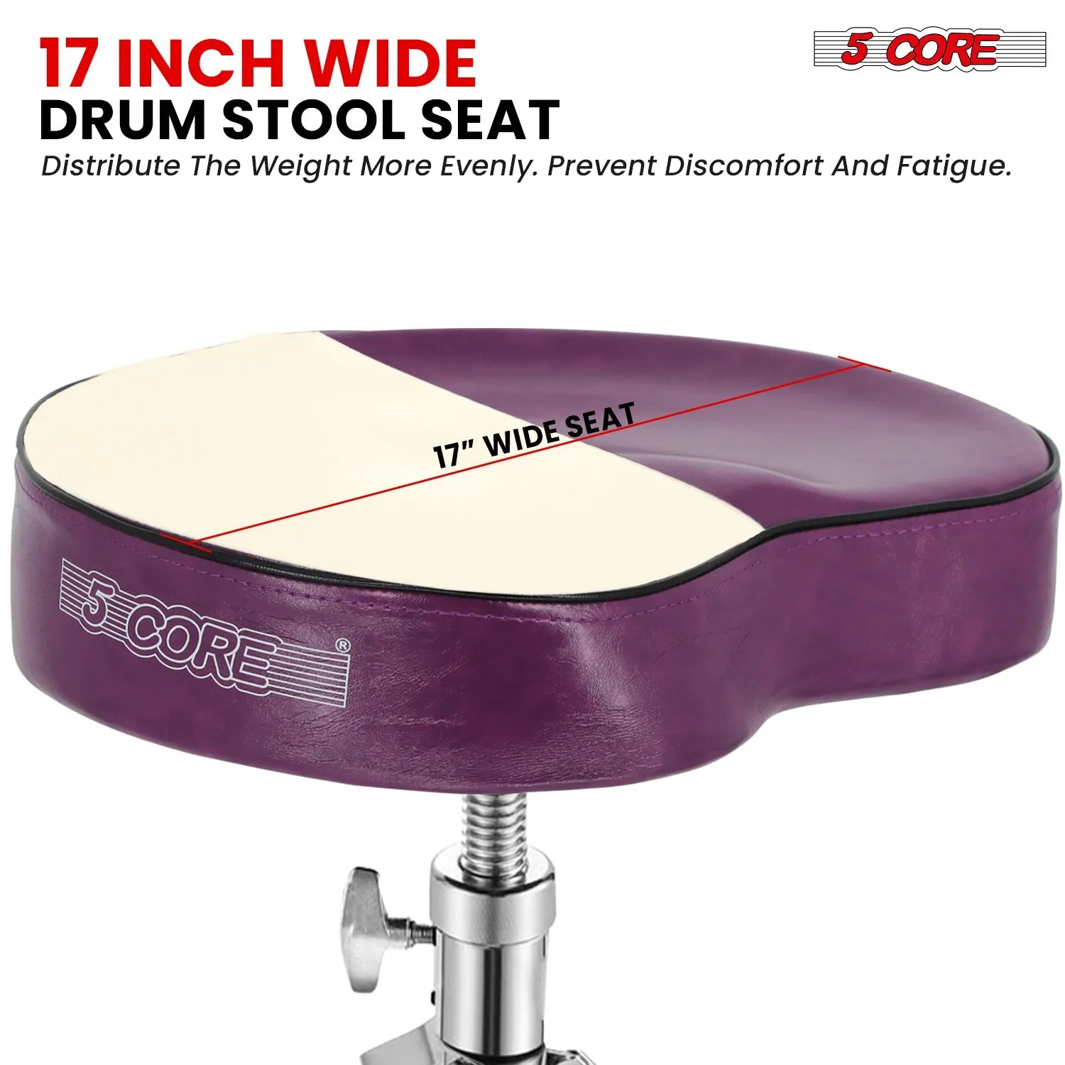 5Core Drum Throne Padded Guitar Stool Saddle Drummer Seat for Adults &