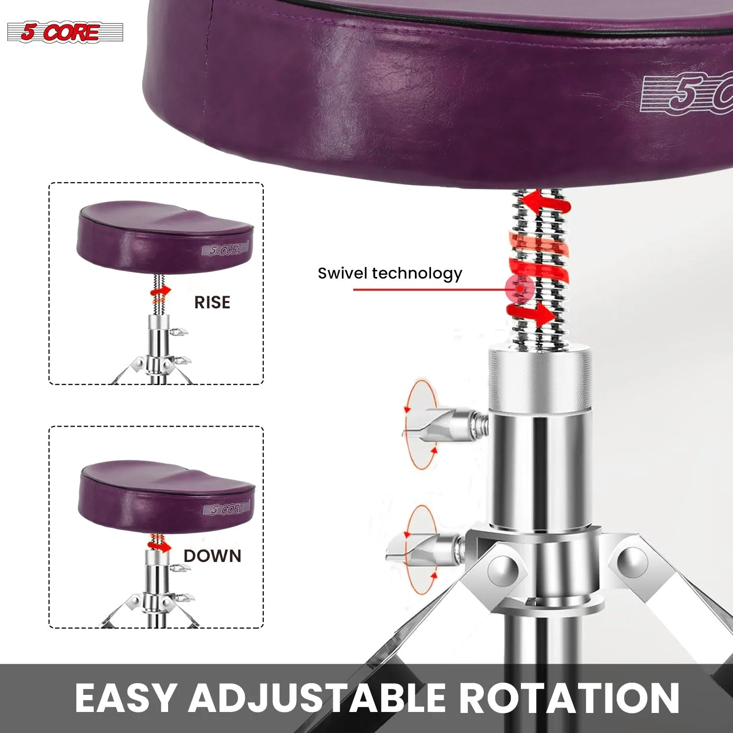 5Core Drum Throne Padded Guitar Stool Saddle Drummer Seat for Adults &