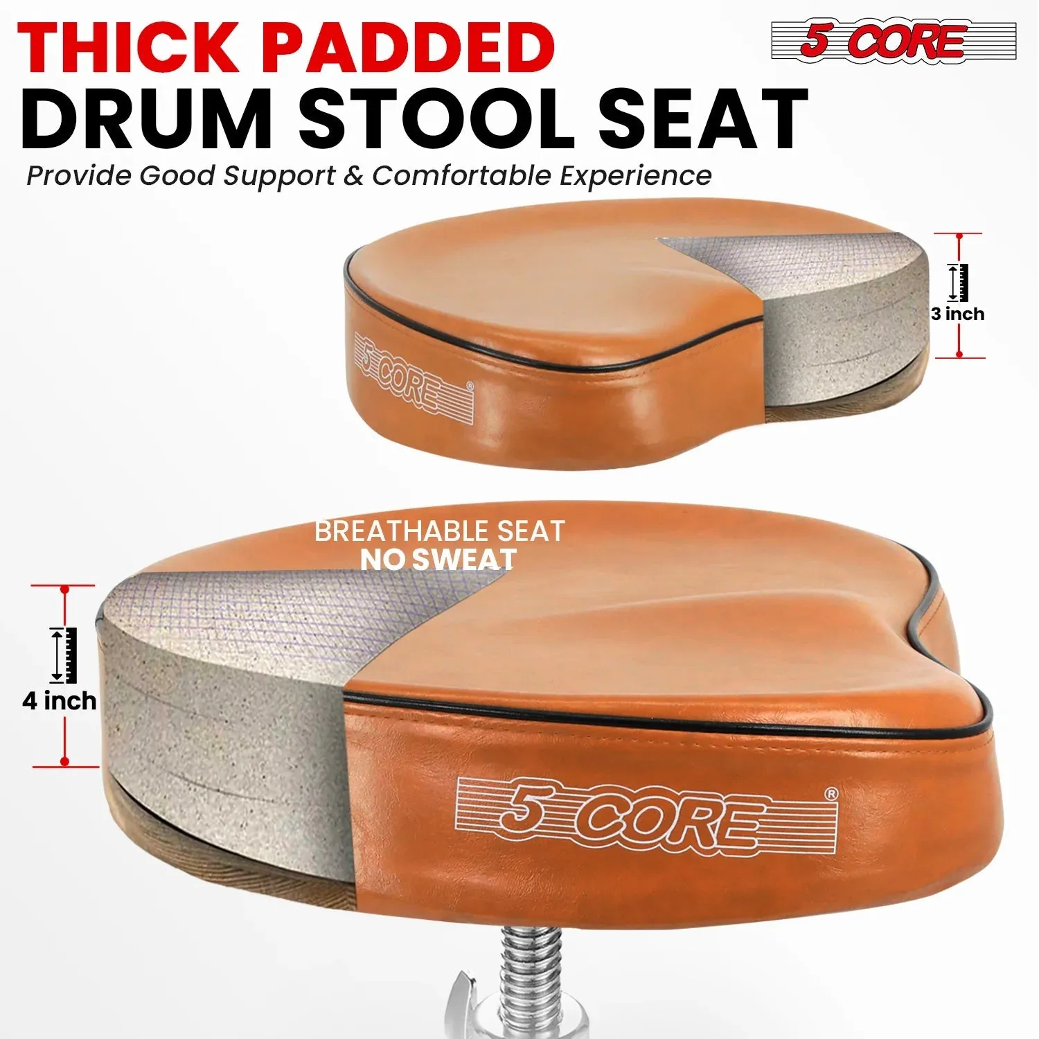 5Core Drum Throne Padded Guitar Stool Saddle Drummer Seat for Adults &