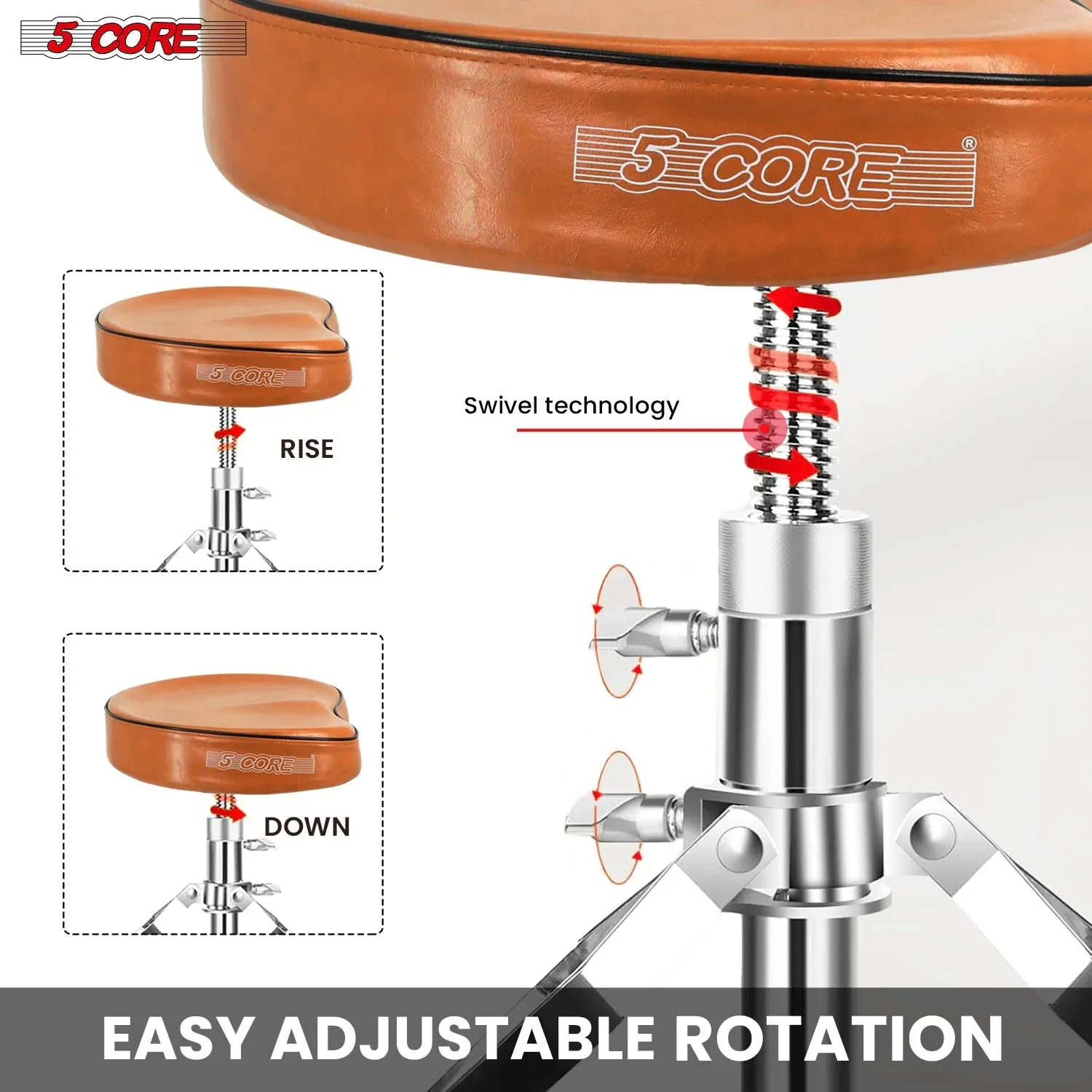 5Core Drum Throne Padded Guitar Stool Saddle Drummer Seat for Adults &