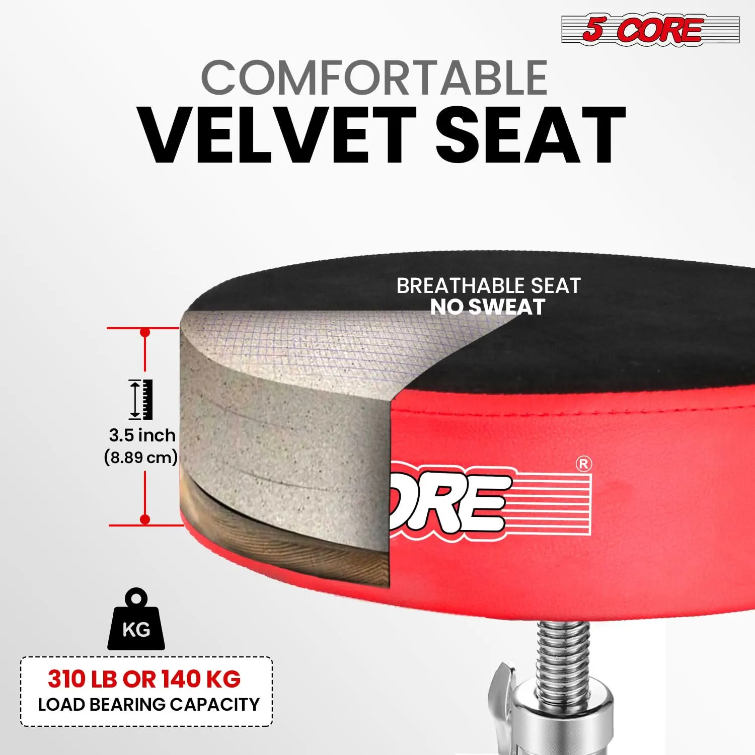 5Core Drum Throne Padded Guitar Stool Swivel Adjustable Drummer Seat