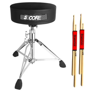 5Core Drum Throne Padded Guitar Stool Swivel Adjustable Drummer Seat