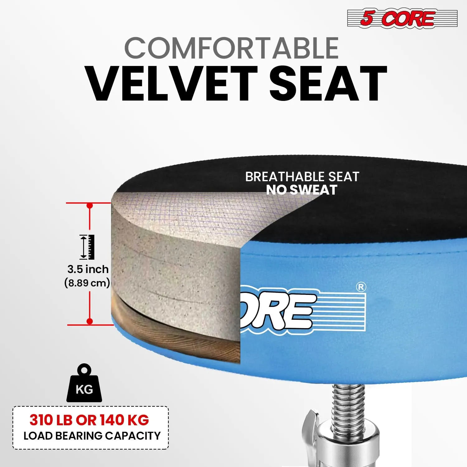 5Core Drum Throne Padded Guitar Stool Swivel Adjustable Drummer Seat