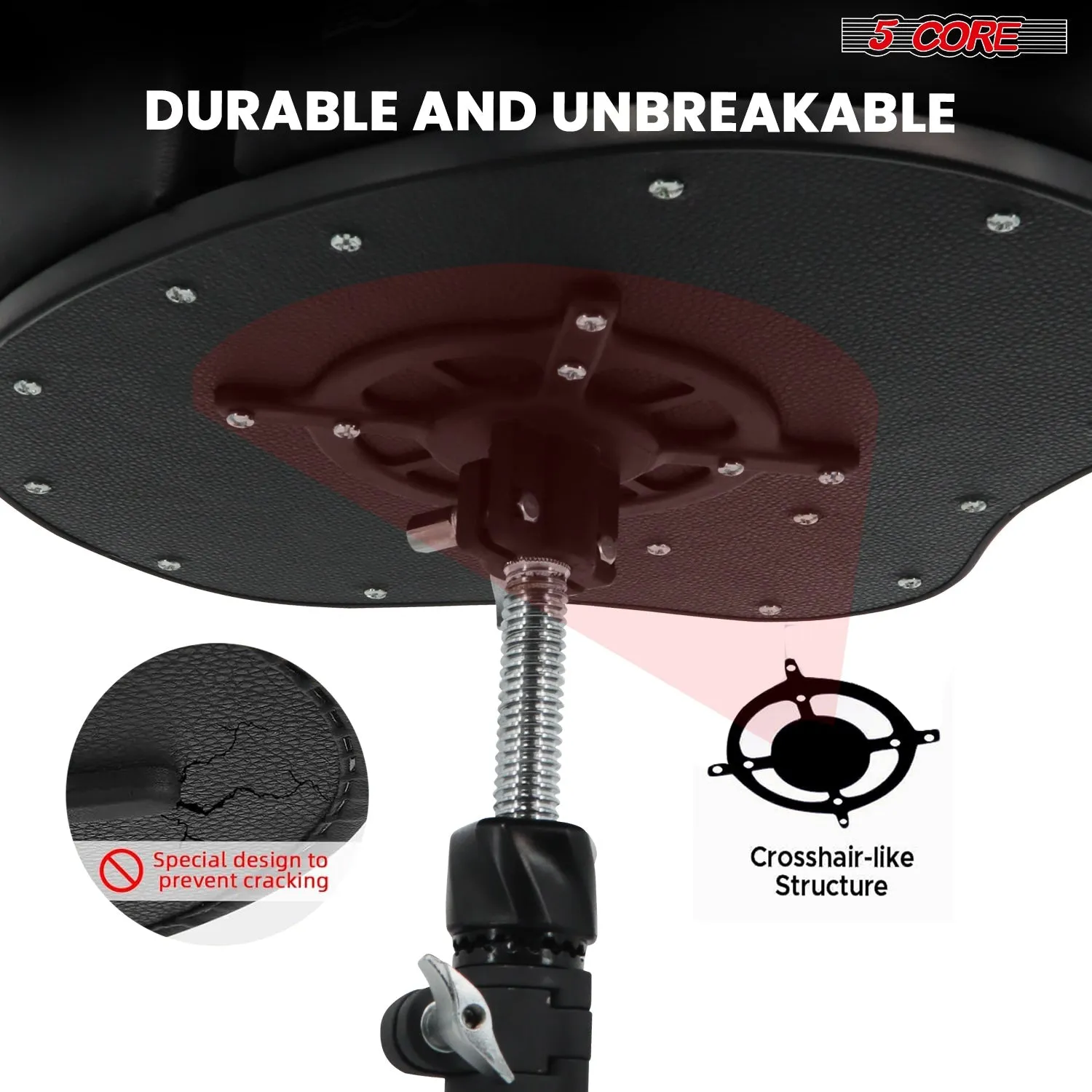 5Core Drum Throne Sponge Padded Guitar Stool Drummer Seat for Adults &