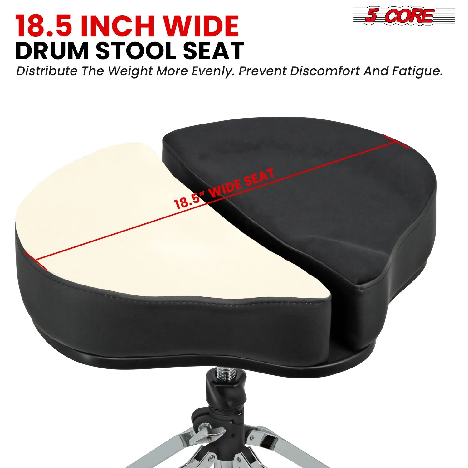 5Core Drum Throne Sponge Padded Guitar Stool Drummer Seat for Adults &
