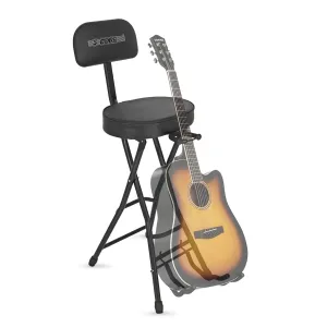 5Core Guitar Stool Adjustable Backrest Piano Chair Padded Seat Music