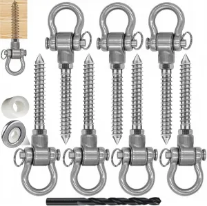 6 Bearing Swing Hangers Permanent Anti Rust Heavy Duty 180° Swing, 1500 lb Capacity sandbag Yoga Swing Hammock Chair