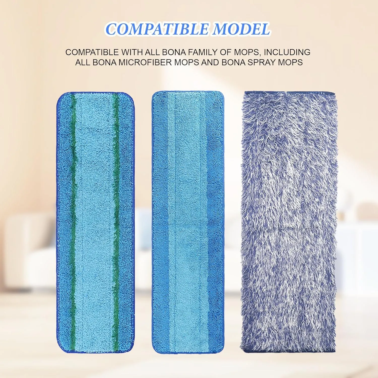 6 Pack Microfiber Cleaning Pad Replacement for Bona Mop, Microfiber Mop Pads for Hardwood Floor Cleaner, 2 Deep Cleaning Pad   2 Microfiber Cleaning Pad   2 Dusting Pad Apply for Bona Family of Mops