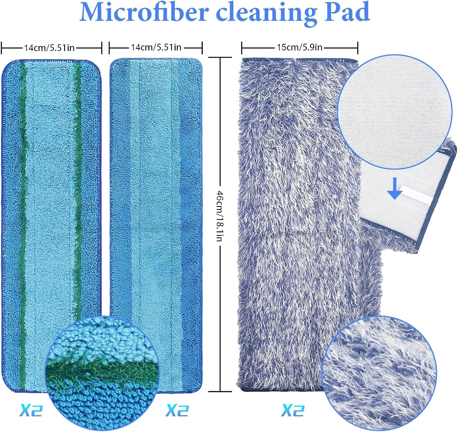 6 Pack Microfiber Cleaning Pad Replacement for Bona Mop, Microfiber Mop Pads for Hardwood Floor Cleaner, 2 Deep Cleaning Pad   2 Microfiber Cleaning Pad   2 Dusting Pad Apply for Bona Family of Mops