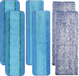 6 Pack Microfiber Cleaning Pad Replacement for Bona Mop, Microfiber Mop Pads for Hardwood Floor Cleaner, 2 Deep Cleaning Pad   2 Microfiber Cleaning Pad   2 Dusting Pad Apply for Bona Family of Mops