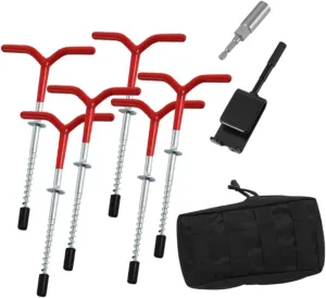 6 Pieces Ice Anchor Drill Adapter. Ice Fishing Anchors Threaded Tent Pegs Heavy Duty Shelter Anchors. Fishing Anchor Tool