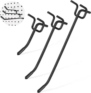 60 Pack 2/4/6 Inches Pegboard Hooks, Heavy Duty Metal Peg Board Shelving Hanger Fit 1/4" Pegboard Hanging Tools for Garage, Craft Organizing, Kitchen Store, Retail Store Display - Black
