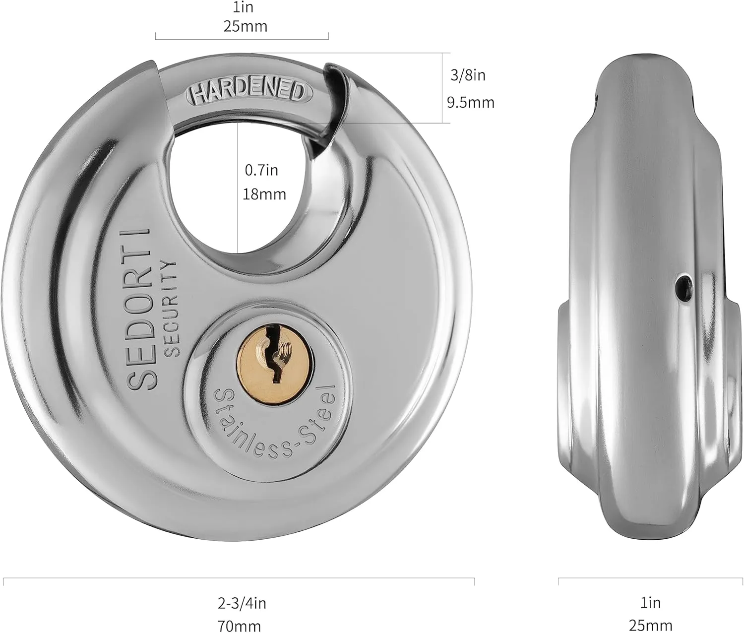 60-Pack Discus Padlocks Keyed Alike, 2-3/4 inch Wide, Stainless Steel 304 Round Lock, Waterproof and Rustproof Storage Lock with Brass Keys, Ideal for Storage Unit Gate, Outdoor, Shed, Fence