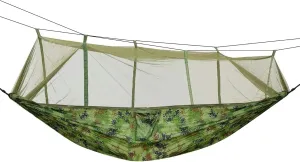 600lbs Load 2 Persons Hammock with Mosquito Net Outdoor Hiking Camping Portable Nylon Swing Bed (Grey)