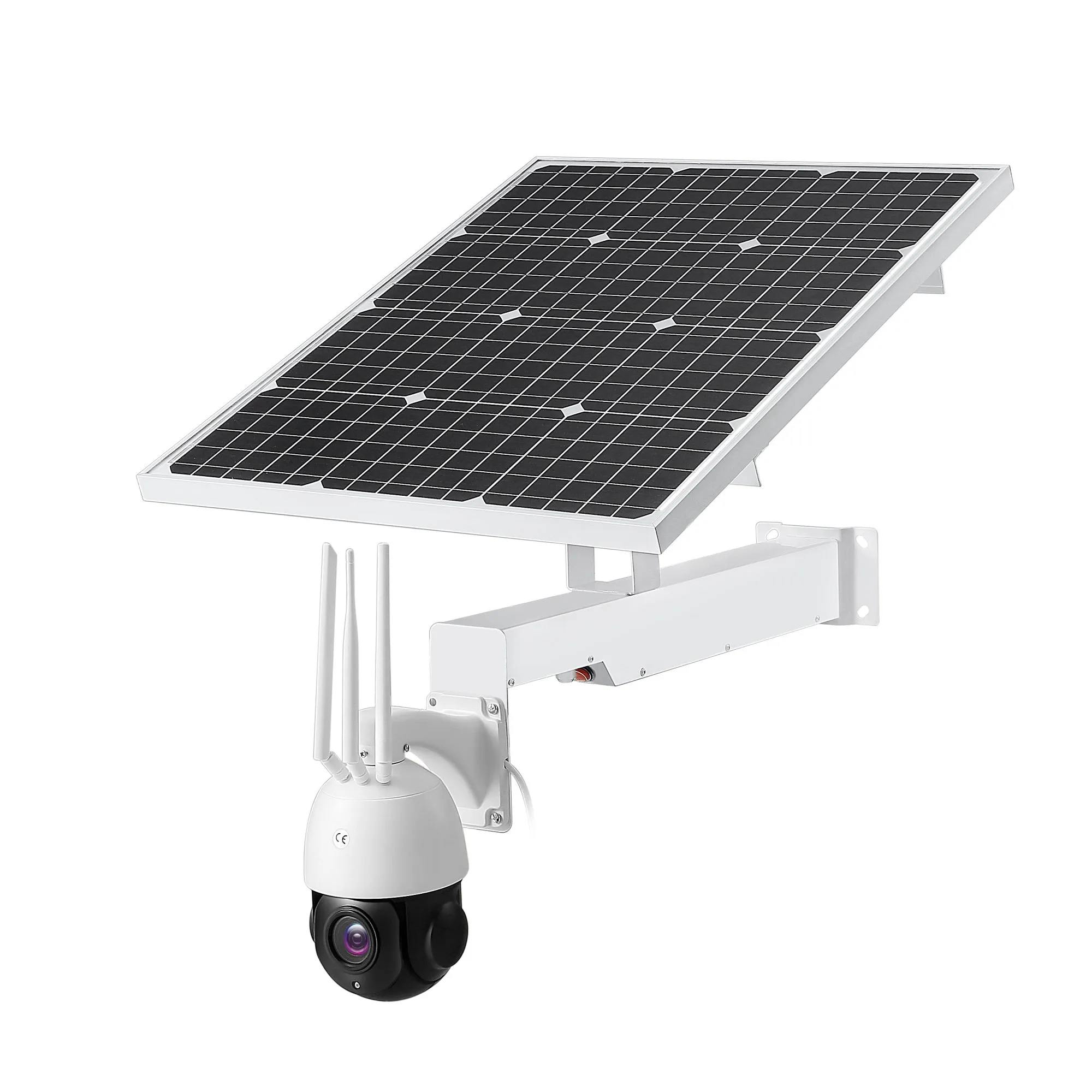 60W CCTV Solar Panel 12v DC 60A Battery Powered Bracket for PTZ Dome / Bullet Camera