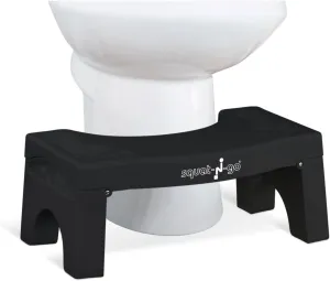 7” Folding Squatting Stool | The Only Foldable Toilet Stool | Convenient and Compact – Great for Travel | Fits All Toilets, Folds for Easy Storage, Use in Any Bathroom | Black Color |