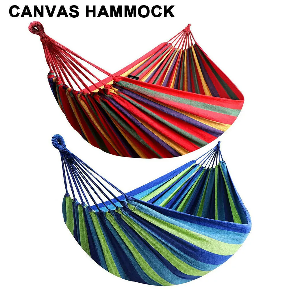 75"x59" Garden Camping Hammock Swing Bed 450lbs Capacity w/ Tree Strap Hiking Travel