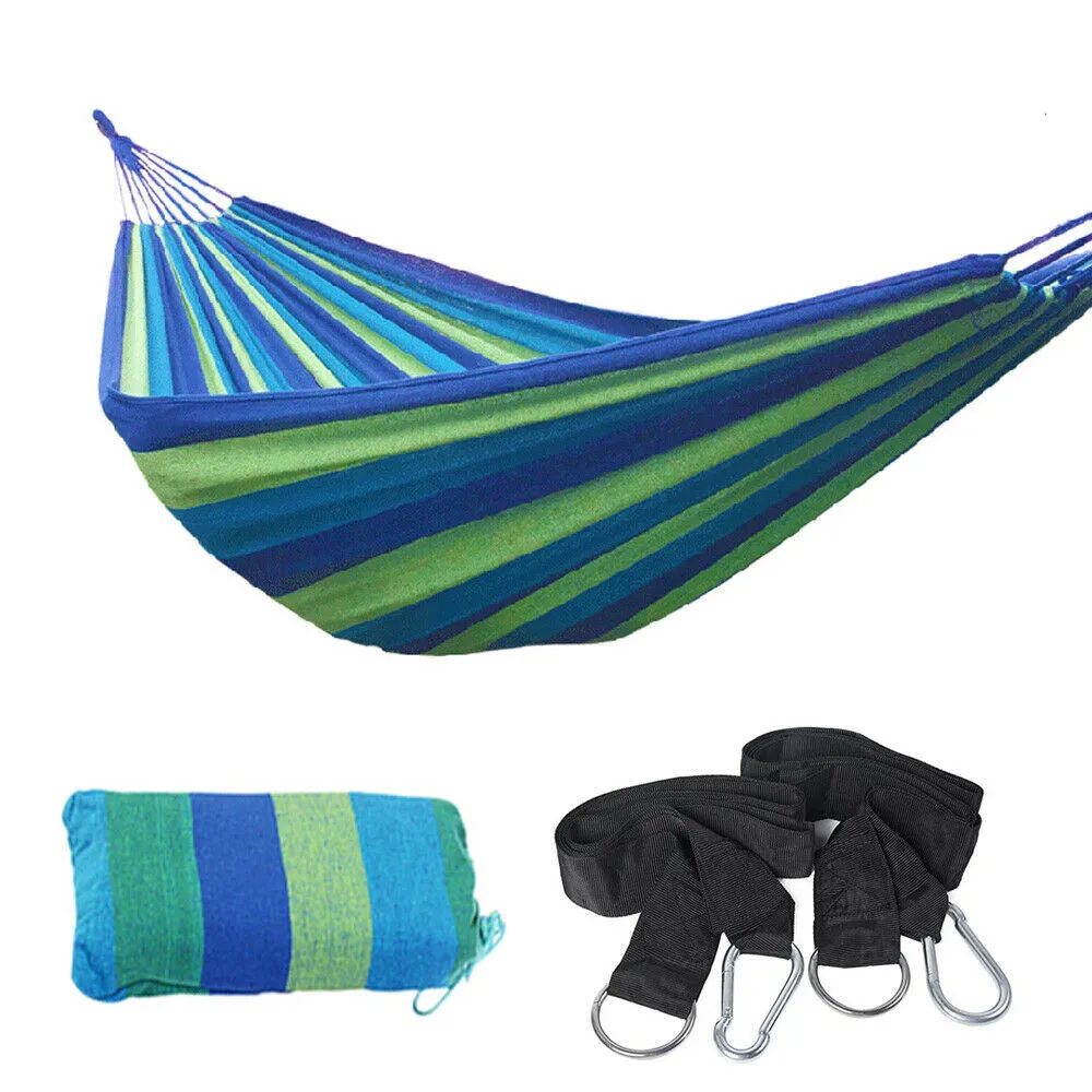 75"x59" Garden Camping Hammock Swing Bed 450lbs Capacity w/ Tree Strap Hiking Travel