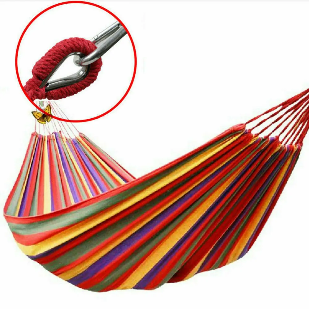 75"x59" Garden Camping Hammock Swing Bed 450lbs Capacity w/ Tree Strap Hiking Travel