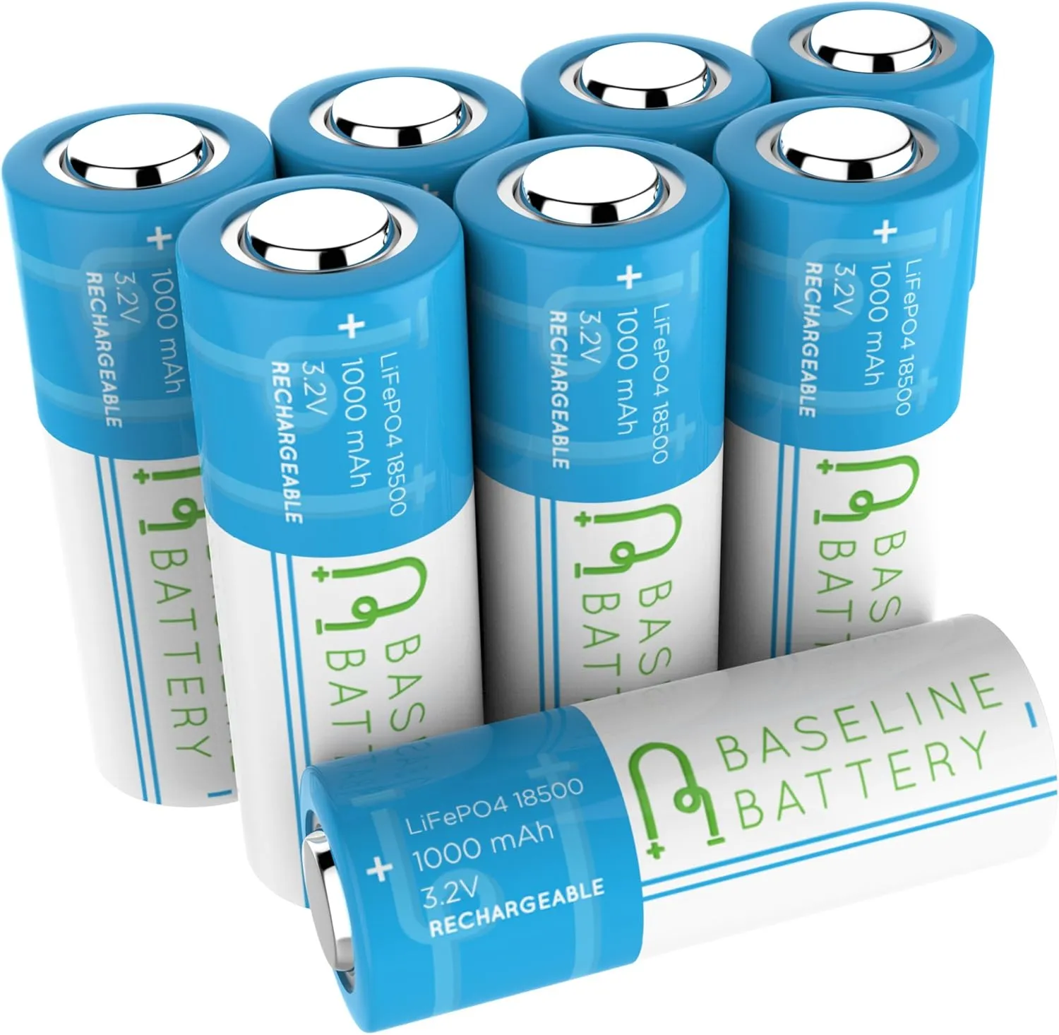 8 1000 mAh IFR 18500 3.2v LiFePO4 Lithium Phosphate Rechargeable Batteries Solar Garden Light