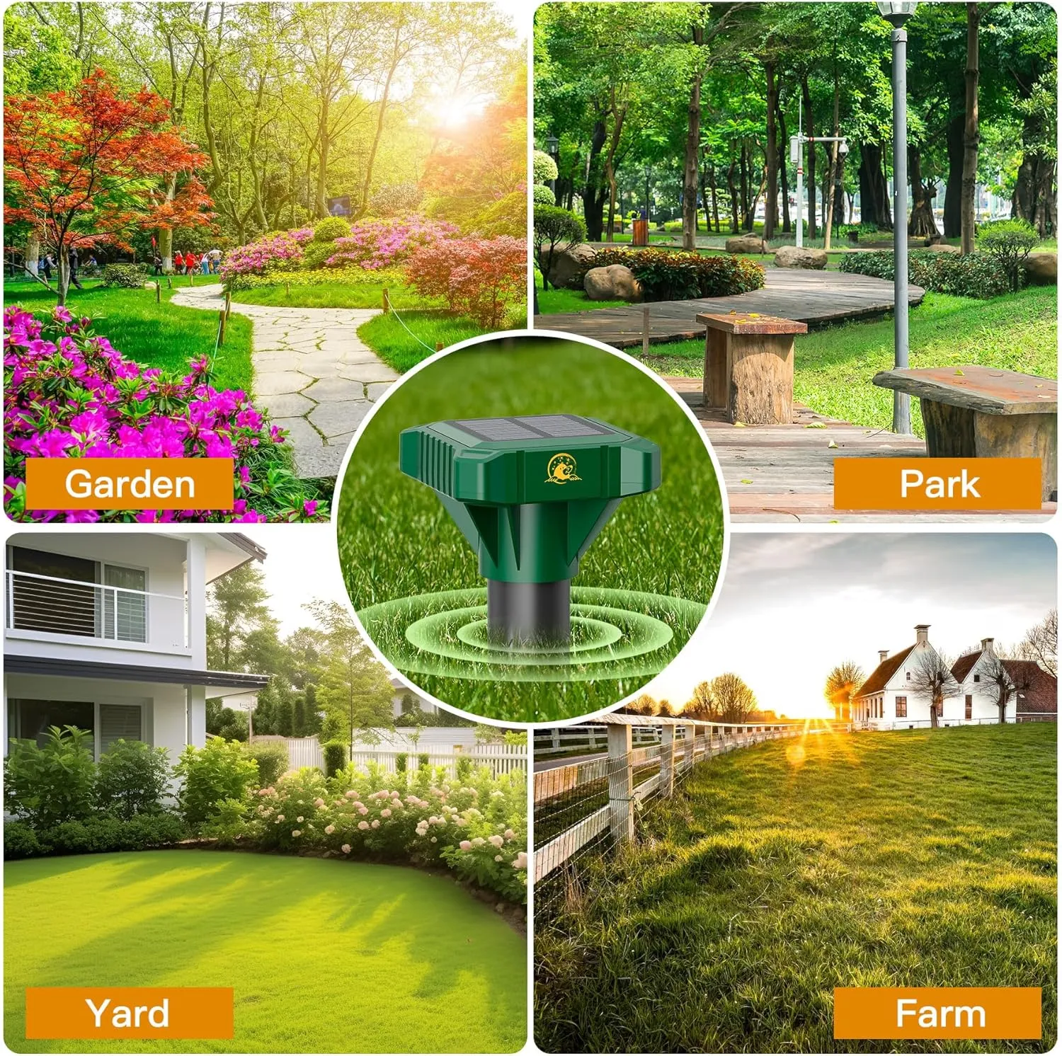 8 Pack Mole Repellent Solar Powered, IP65 Waterproof Gopher Chipmunk Repeller Outdoor, Groundhog Snake Repellent for Yard, Sonic Mole and Vole Deterrent Spikes, Effective Lawn and Garden Protection
