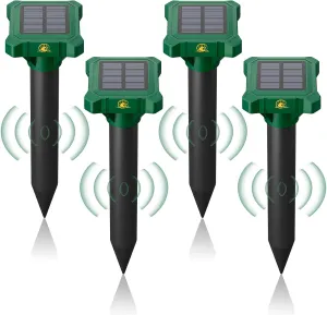 8 Pack Mole Repellent Solar Powered, IP65 Waterproof Gopher Chipmunk Repeller Outdoor, Groundhog Snake Repellent for Yard, Sonic Mole and Vole Deterrent Spikes, Effective Lawn and Garden Protection