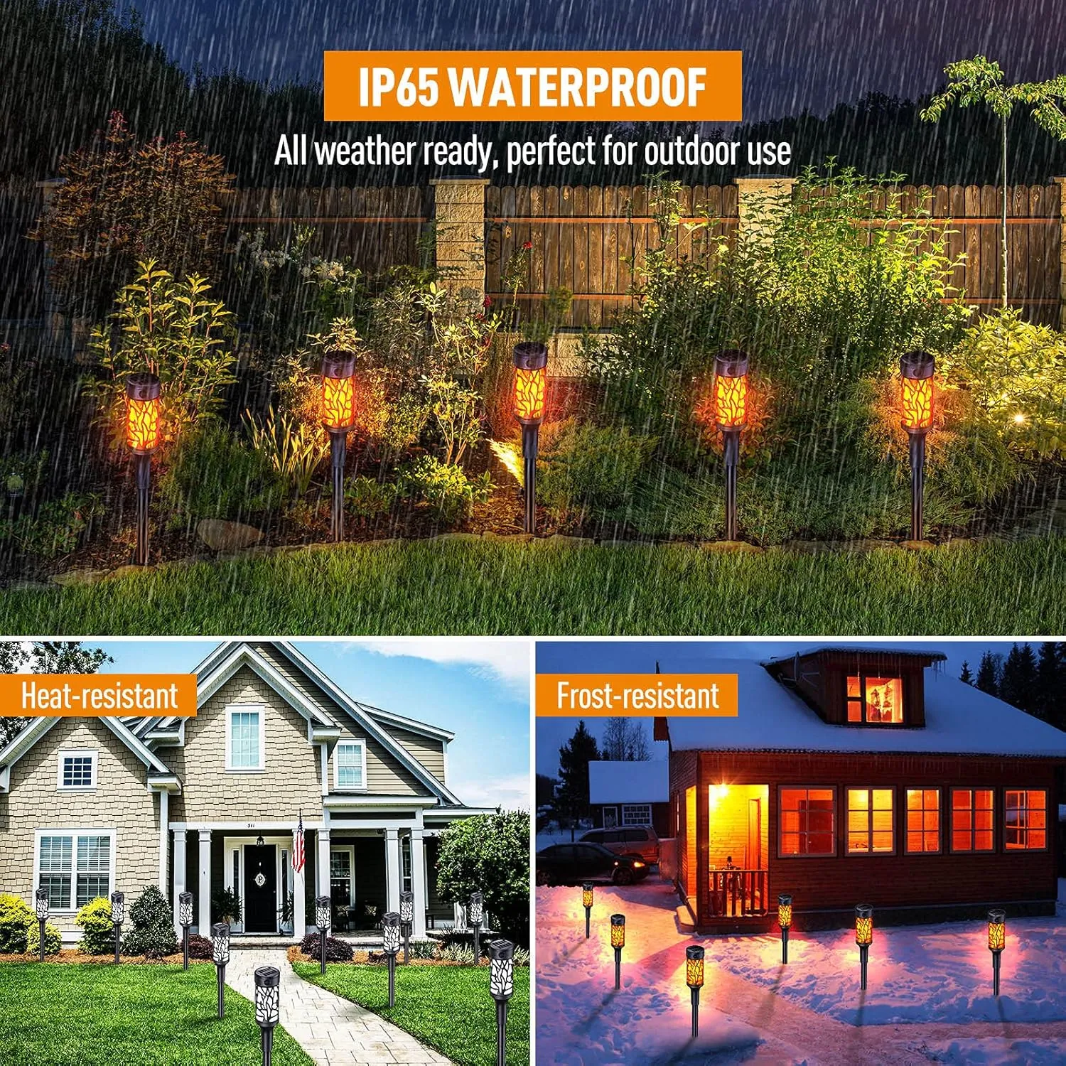8 Pack Solar Outdoor Lights with Dancing Flickering Flames for Garden, Halloween Decorations, Waterproof Yard Decor for Pathway, Patio