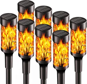 8 Pack Solar Outdoor Lights with Dancing Flickering Flames for Garden, Halloween Decorations, Waterproof Yard Decor for Pathway, Patio