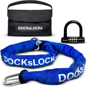 8mm Security Chain Lock Set (3', 6' or 10') Heavy Duty, Cinch Style, Weatherproof, Hardened Carbon Steel, Includes Compact U-Lock 6ft
