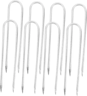 8pcs U-Shaped Camping Tent Pegs Heavy Duty Garden Swing and Trampoline Stakes Fastening Nails for Tents Trampolines and Gardening Easy Installation
