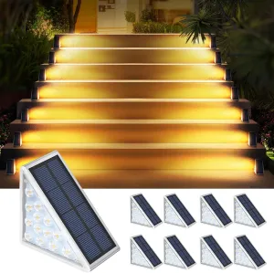 8PK Solar Step Lights, Outdoor Decor Stair Lights Deck Light Waterproof IP67 Solar Lights for Deck, Yard, Patio, Garden, Walkways, Front Door, Pathway, Driveway, Porch