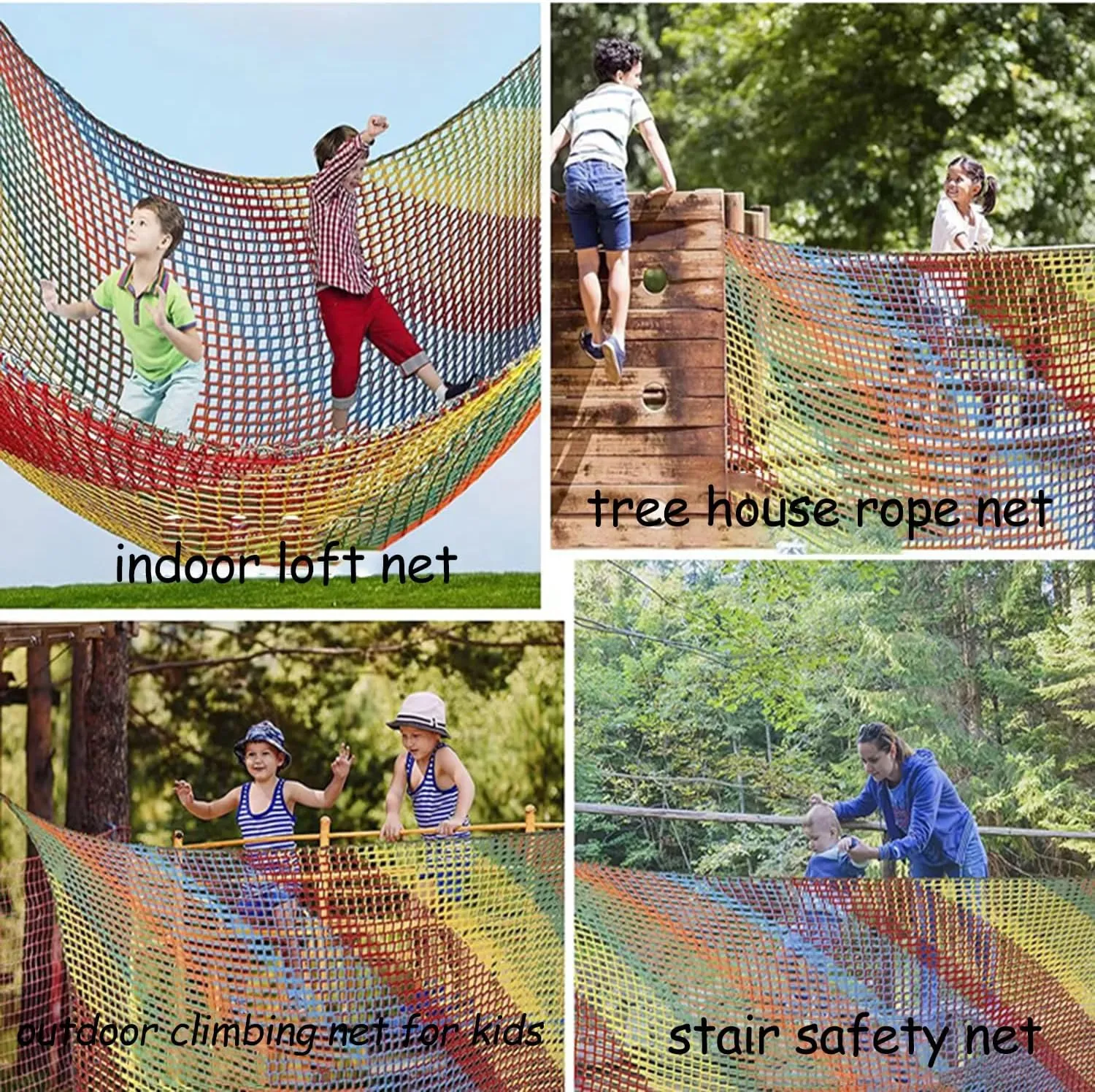 9.9 x 6.6Ft Climbing Cargo Net, Double Layers Playground Safety Net, Kids Backyard Climbing Net, Used for Treehouse Accessories Outdoor Adventure...Kids Playground Climbing Cargo Net