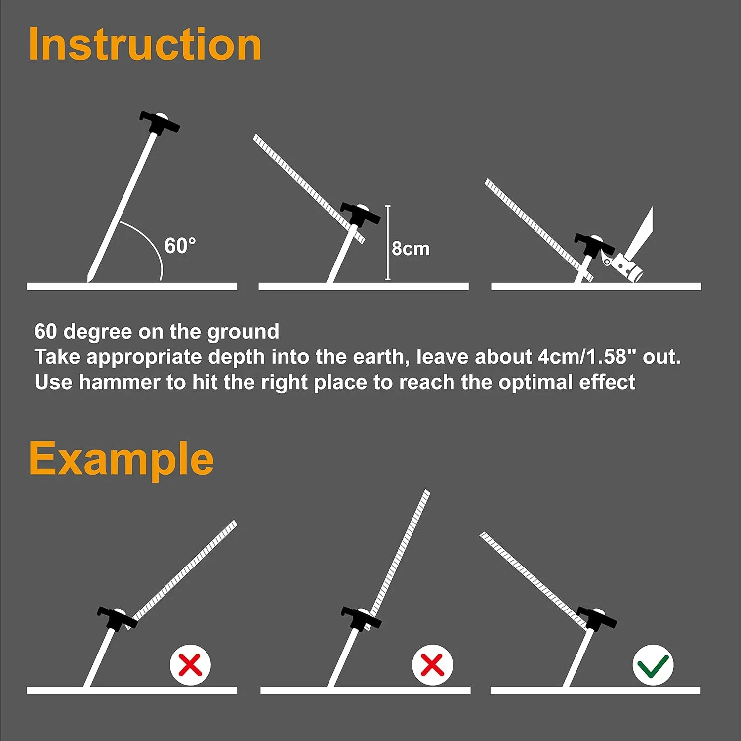 ABCCANOPY 11 Inch Tent Stakes 10 Pcs Non-Rust Metal Ground Anchors, Heavy Duty Spikes with 4 Ropes for Outdoor Camping, Black