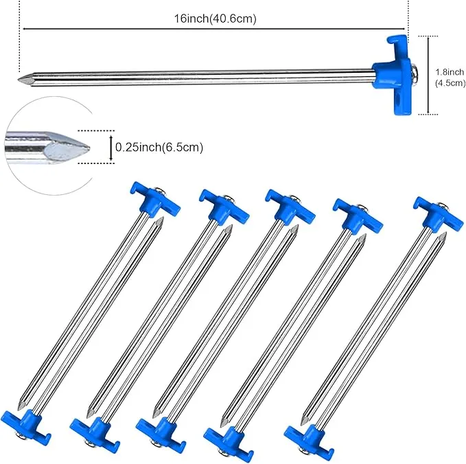 ABCCANOPY Tent Stakes 16" Camping Tent Stakes, 10pc-Pack (Blue)