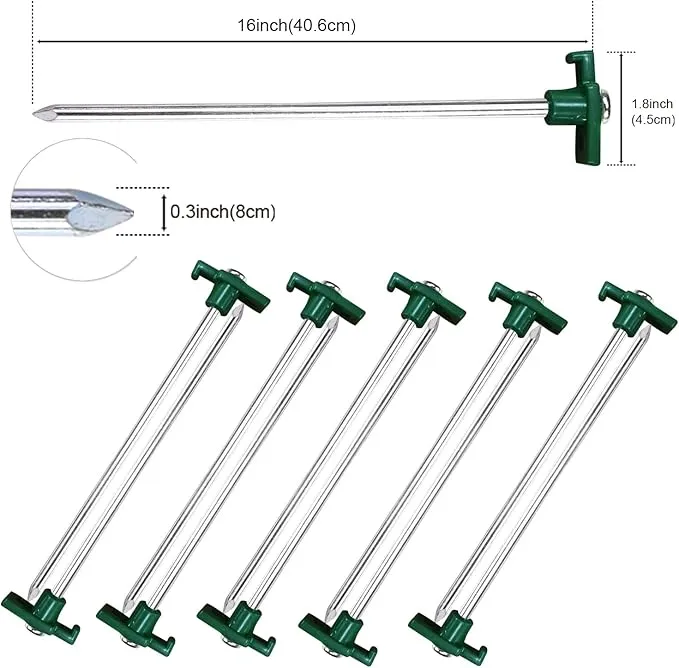 ABCCANOPY Tent Stakes 16" Camping Tent Stakes, 10pc-Pack (Green)