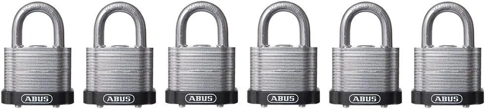 ABUS 19373 41/40 Laminated Steel Safety Padlock Keyed Alike, 6 Pack, Black, 6 Piece